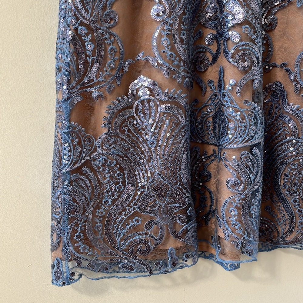 Free People Night Shimmers Mini Dress Blue Size 12 - Picture 9 of 13